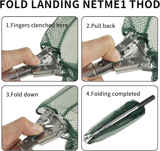 Yeahmart Fishing Landing Net with Telescopic Aluminum Handle Pole, Collapsible Nylon Mesh Minnow Fish Net for Saltwater & Freshwater, Portable Fishing Gear for Kids, Men, Women, Extends 21-75 Inches