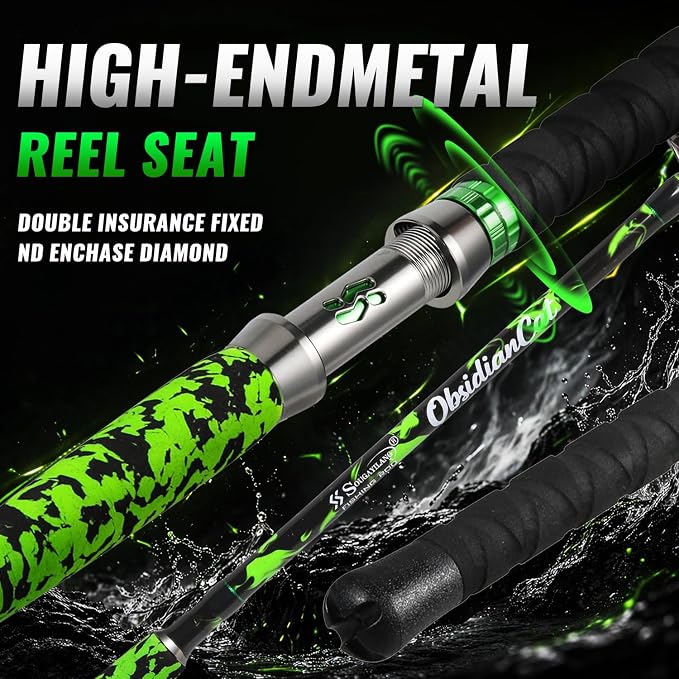Sougayilang 7' Catfish Rod and Reel Combo, Medium Heavy 2-Piece Carbon Fiber Casting Rod with Solid Carbon Tip, Trolling Reel for Freshwater and Saltwater, Big Game Fish