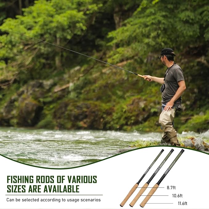 THKFISH Tenkara Fly Fishing Rod Kit 8.7ft/10.6ft/11.6ft 24T Carbon Fiber Telescopic Fly Fishing Combo Kit with Carrying Case Fishing Line and Flyfishing Lure for Streams, Trout, Bass, Salmon