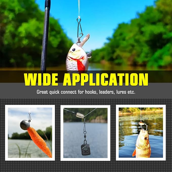 AMYSPORTS Line Connector Fishing Snap Stainless High Strength Snaps Swivels Saltwater Quick Change Fishing Snap Clip Freshwater