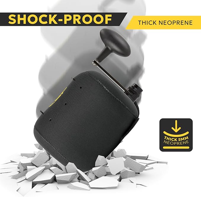 SF Neoprene Conventional Reel Covers Round Reel Case Protective Cover Shield Pouch, XXS/XS/S/M/L/XL/XXL Size, Black