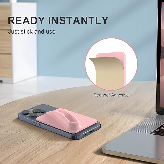 DOB SECHS 2PCS Silicone Lip Holder for Cell Phone Lipstick Lip Glaze Phone Case Adhesive Back Stick On Holder for iPhone and Android Phones, Grey+Pink
