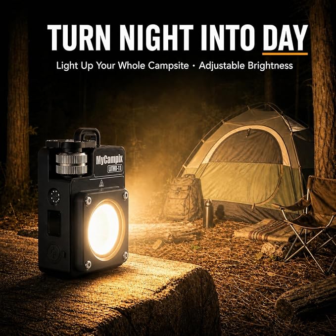 Portable Camping Light, 3500LM Adjustable LED Camping Lantern Rechargeable with 2.5-15H Runtime&Screen, Alloy Waterproof Camp Light for Power Outages, Emergency, Hurricane(Black)
