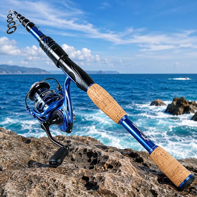 Fishing Rod and Reel Combo, Fishing Full kit Include Fishing Lures, Fishing Accessories,Portable Travel Kit with Carrier Bag for Freshwater Saltwater