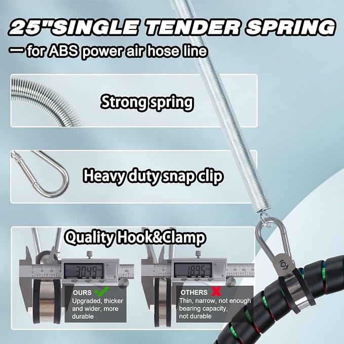 KOOTANS 15FT Semi Truck Air Line Kit 3 in 1 Air Brake Hoses and 7 Way Trailer Cord with Glad Hands, Gladhand Holder and Tender Spring Air Lines Set for Semi Truck Trailer Tractor