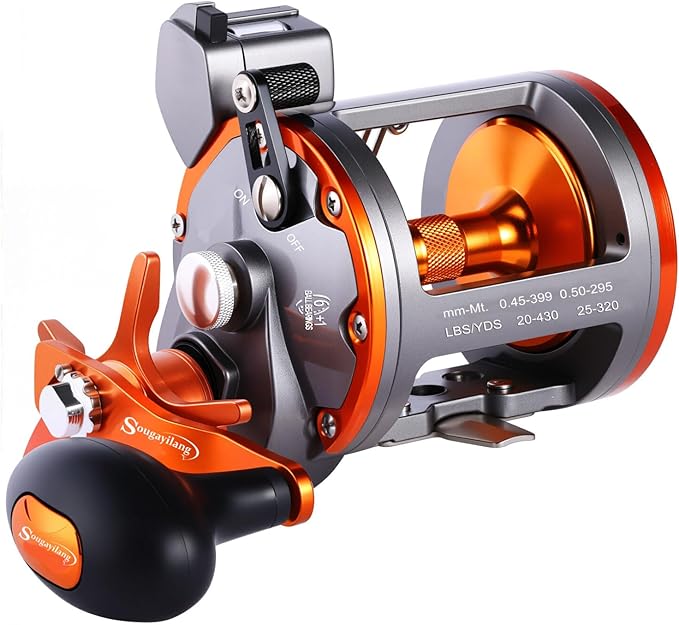 Sougayilang Line Counter Trolling Reel Conventional Level Wind Fishing Reel