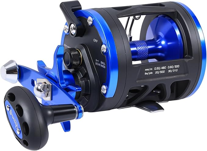 Sougayilang Trolling Reel & Conventional Fishing Reel - Saltwater Level Wind Reel with Smooth Drag, Heavy Duty Boat & Ocean Fishing Reel for Sea Bass, Grouper, Salmon