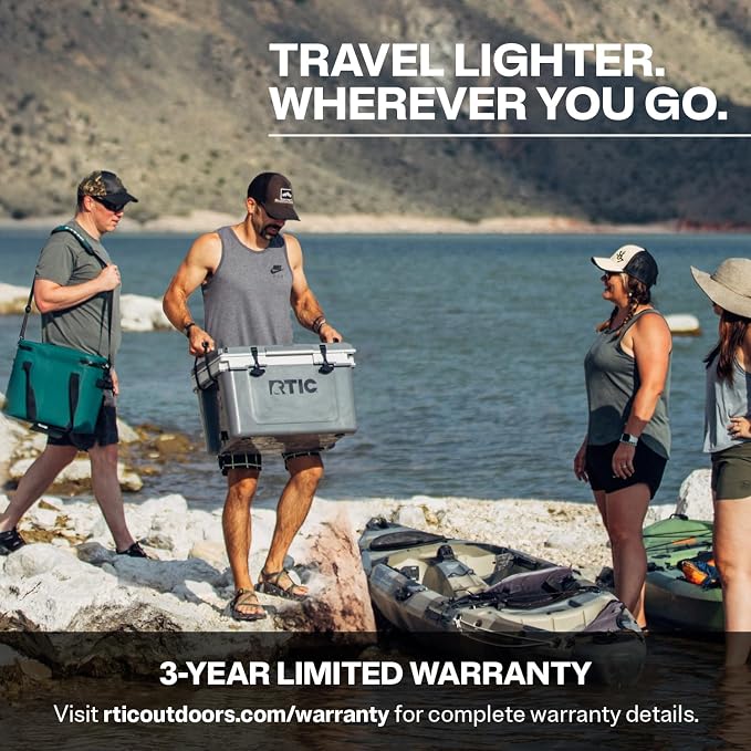 RTIC Ultra-Light 32 Quart Lightweight Hard Cooler, Insulated Portable Ice Chest 13 lbs, 48-Can Capacity, 5-Day Ice Retention, for Camping, Fishing, Beach, Boat, Picnic, Day Trip