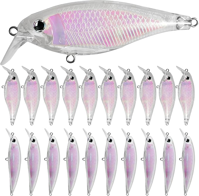 10pcs/20pcs Fishing Blanks Lures Kit Fishing Topwater Unpainted Swimbait Unpainted Crankbaits Hard Baits DIY Lure for Bass Salmon Trout Saltwater and Freshwater