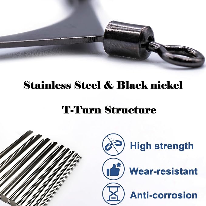FishTrip 3 Way Swivel Fishing - 15pcs 3way Rolling Swivels Fishing Tackle Stainless Steel for Fishing Rigs Saltwater