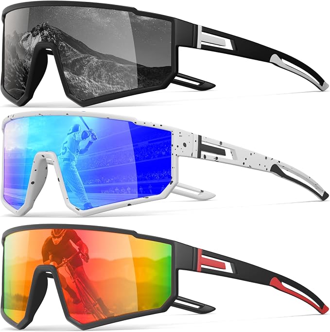 3 Pack Polarized Running Sunglasses for Women Mens Sunglasses UV Protection for Cycling Baseball Fishing