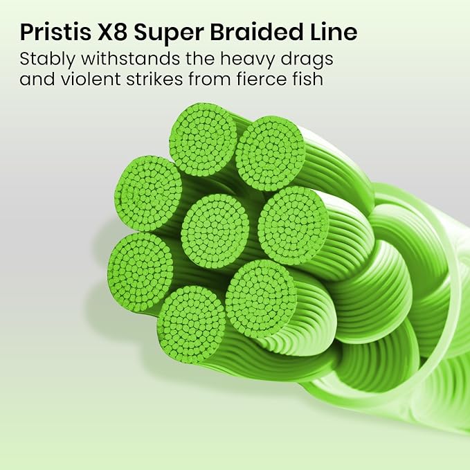 Pristis X8 Braided Fishing Line, 8-Strand Super Strong Braid Line for Professional, Pro Grade Abrasion Resistant & Zero Stretch Durable Gear Tackle for Saltwater Freshwater, 300 Yds Lime Green