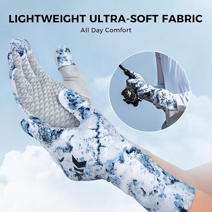 KastKing La Sal Pro Full Finger Fishing Gloves, UPF 50+ Sun Protection Gloves with Convertible Design, Ultralight Microfiber, Ultra-Soft Comfort, FrostWeave Cooling, Enhanced Grip, Four Sizes Options