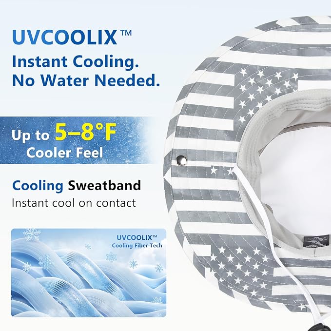TOP-EX UVCoolix™ Cooling Sun Hat for Men Women UPF 50 Wide Brim Bucket Hat for Hiking, Fishing & Big Head - Cools Up 2 Hours