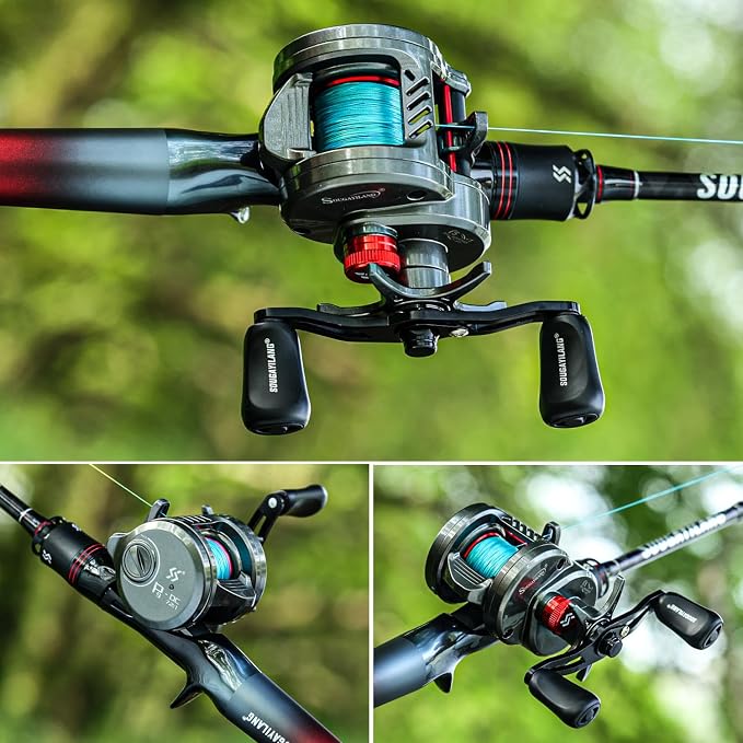 Sougayilang Round Baitcasting Reel, Digital Control Braking with Real-Time Acoustic Feedback, 7.2:1 Gear Ratio DC Reel for Bass, Catfish and Salmon, Ideal Fishing Reels for Beginners