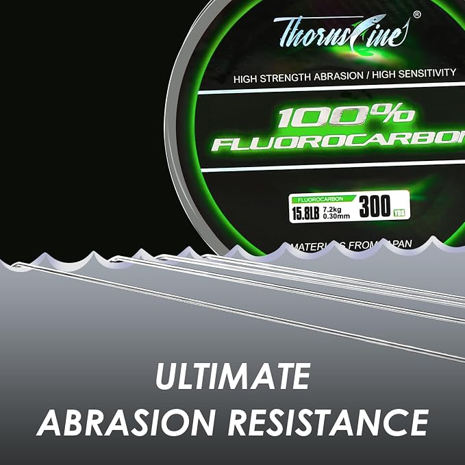 100% Pure Fluorocarbon Fishing Line - Premium Leader Material from Japan - High Strength, Abrasion-Resistant, Fast Sinking - Freshwater and Saltwater Fishing Leader