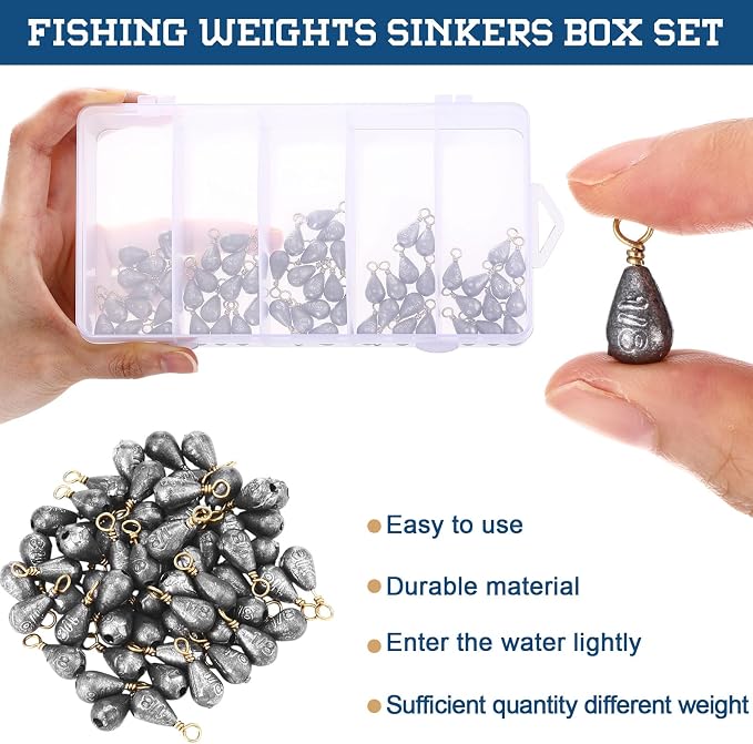 Bass Casting Swivel Bell Sinkers Fishing Weights Drop Shaped Fishing Sinkers Catfish Weights for Ocean Saltwater Surf Bass Casting Gear Tackle