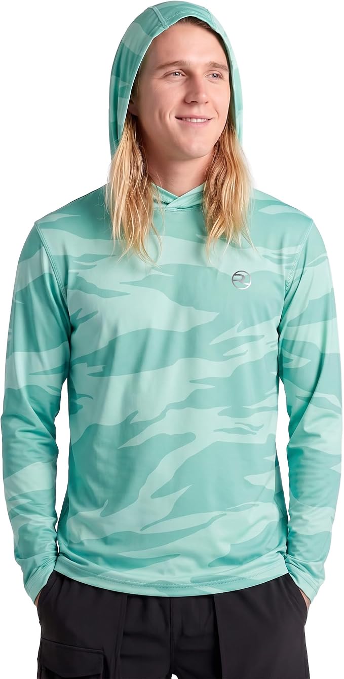 Reel Life UV Long Sleeve Hoodie – Jax Beach Mens Long Sleeve Sun Protection Shirts with Hood