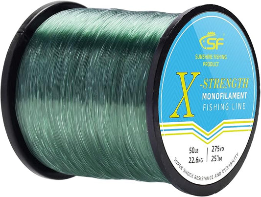 SF Monofilament Fishing Line Premium Spool X-Strong Mono Nylon Material Leader Line for Saltwater Freshwater 8/10/12/15/20/25/30/40/50/60/80/100LB