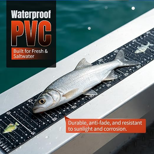 51 x 6.5 Inch Glow in The Dark Fish Ruler for Boat, Waterproof PVC Fish Measuring Sticker, Large Scale Fishing Measuring Tape for Big Fish, Self-Adhesive and Durable – 1PCS