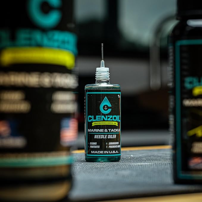 CLENZOIL Marine & Tackle - Fishing Gear Oil Lubricant - for Fish Care Reels, Boat Motors, Downriggers & More - Easily Oils Applicator