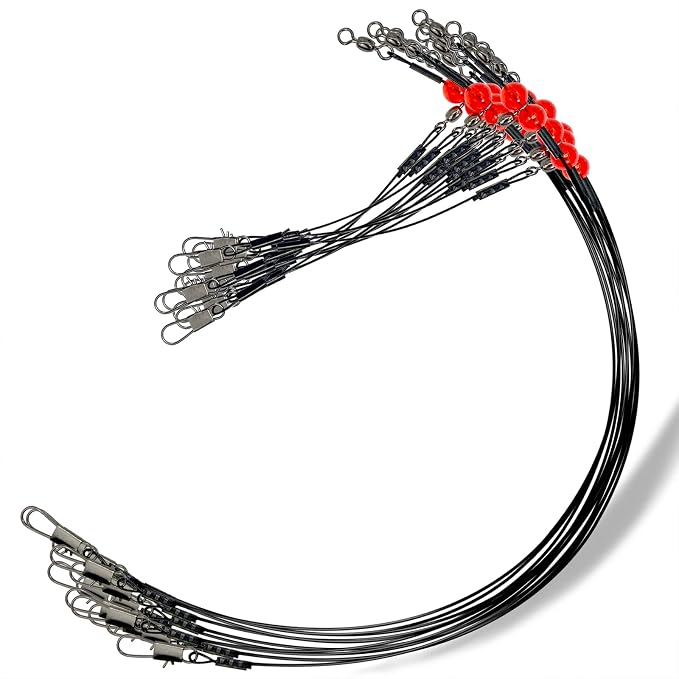YOTO Fishing Leaders,Stainless Steel Tackle Rig with Tackle Lure Swivels Snaps, Saltwater rig Wire Leader Fishing Leader Wire Bottom rigs for Saltwater