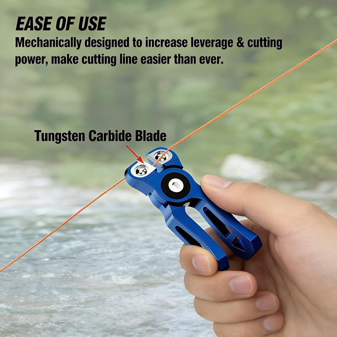 Fishing Line Cutter with Retractable Buckles, Tungsten Carbide Blade & Central Locking - Smooth, Corrosion-Resistant Cuts for Braid, Mono, Fluoro in Saltwater Fishing