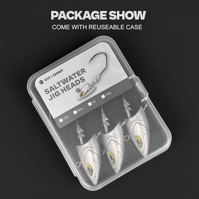 Saltwater Jig Head, Fish Eye Swimbait Jighead for Fishing Inshore/Offshore 1/2 3/4 1 1.5oz with 7/0 Hooks for Redfish, Stripper, Seabass etc.