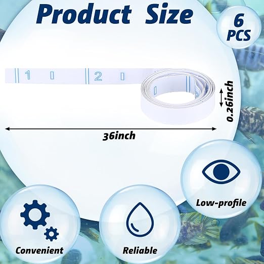 Gemscream 6 Pcs Rod Ruler 36'' Fish Measuring Decals Measuring Tape Stickers Transparent Tape Measure Kayak Fishing Accessories for Rod Boat Kayak (Blue)