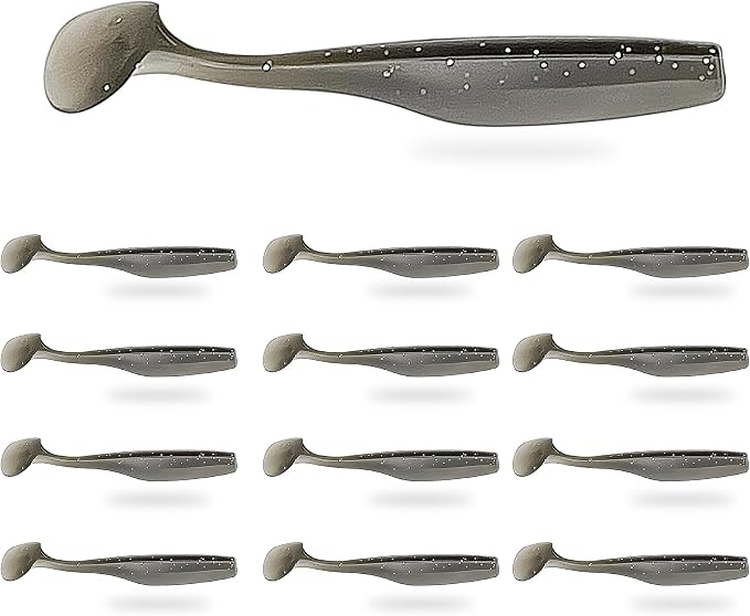 Soft Plastic Paddle Tail Swimbaits Pack of 12 – 3 1/4" & 4" Soft Plastic Fishing Lures with Extra-Large Tail for Lifelike Swimming Action – Freshwater & Saltwater