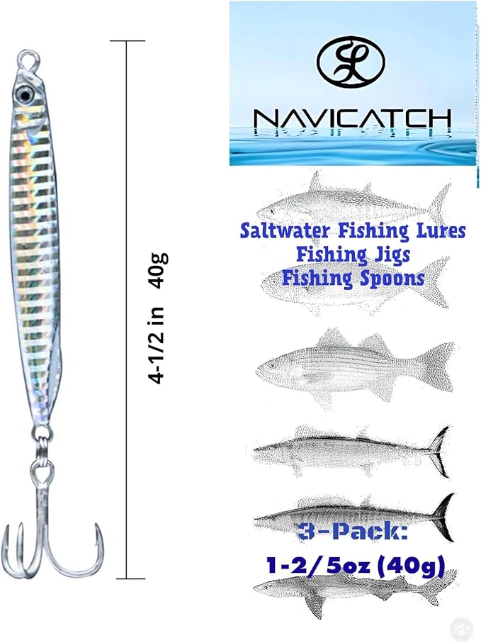 Saltwater Fishing Lures Fishing Jigs Fishing Spoons for Striped bass, Pompano, Spanish Mackerel ，Bluefish