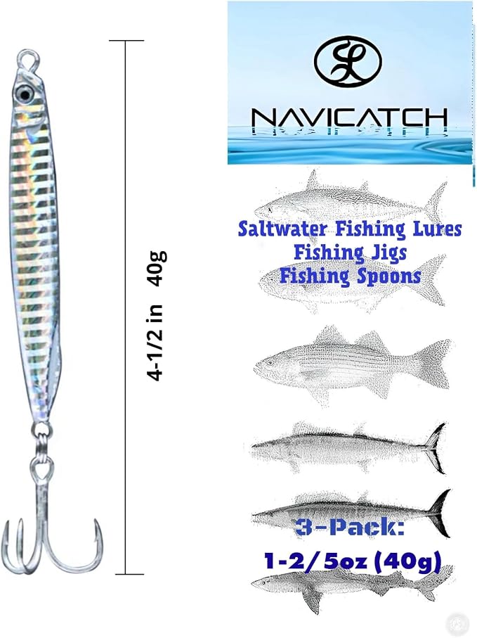 Saltwater Fishing Lures Fishing Jigs Fishing Spoons for Striped bass, Pompano, Spanish Mackerel ，Bluefish