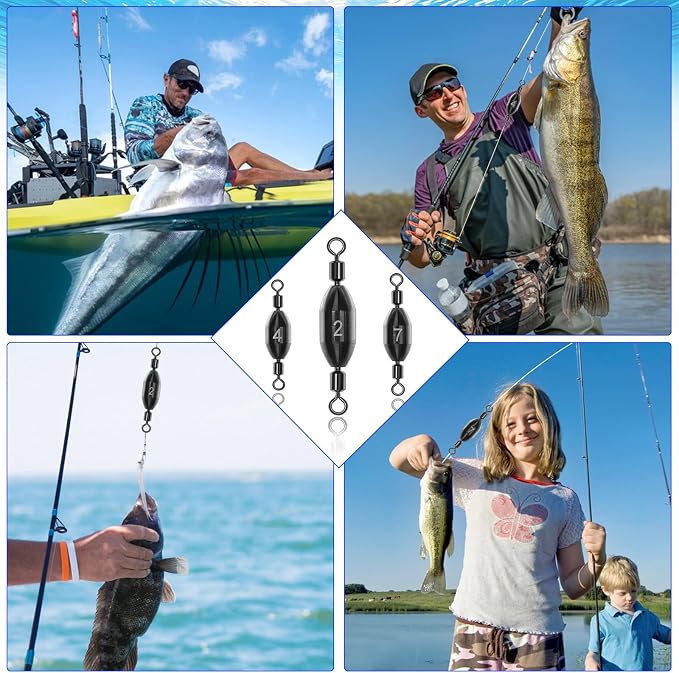 15Pcs Fishing Weights Swivel Bullet Sinkers Brass Fishing Weights Saltwater Freshwater Bass Sinker Fishing Weights with Swivel Rolling