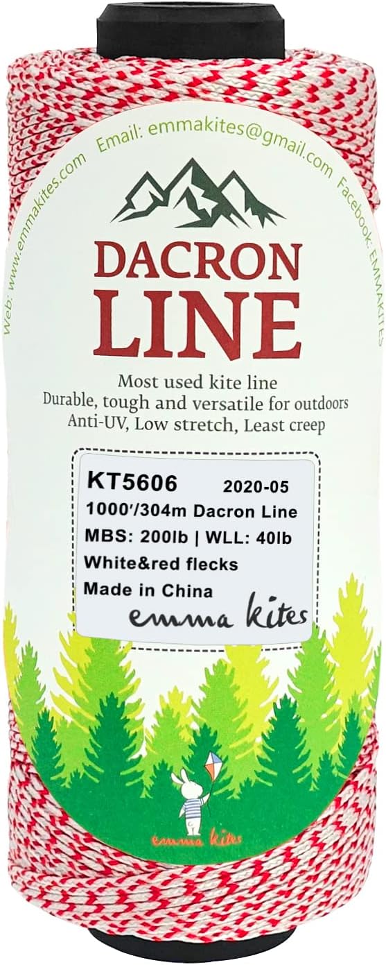 emma kites 200Lbs 1000Ft Braided Dacron Polyester String Cord Spool Kite Line for Kite Flying Outdoor Tactical Craft Low Stretch