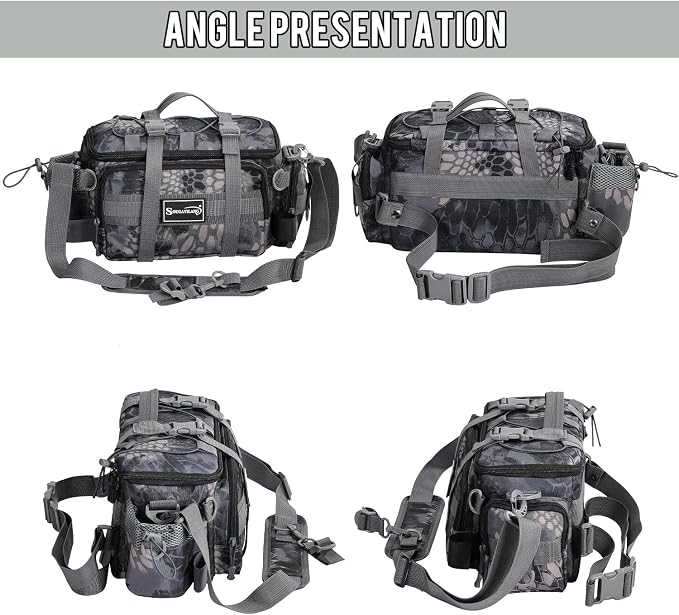 Sougayilang Fishing Tackle Bags with 3600 Tackle Tray - Fishing Tackle Storage Bags for Saltwater or Freshwater Fishing Gear - Padded Shoulder Strap - Tackle Box Bag Fishing Bag(Grey)