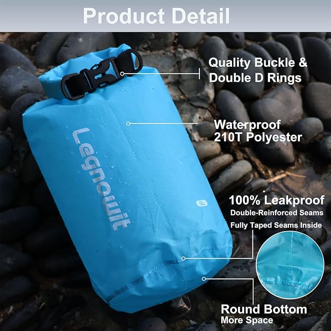 Dry Bag, 3 Pack/5 Pack Waterproof Lightweight Small & Large Dry Sacks for Outdoor Camping, Backpacking, Kayaking, Boating, Travel and More
