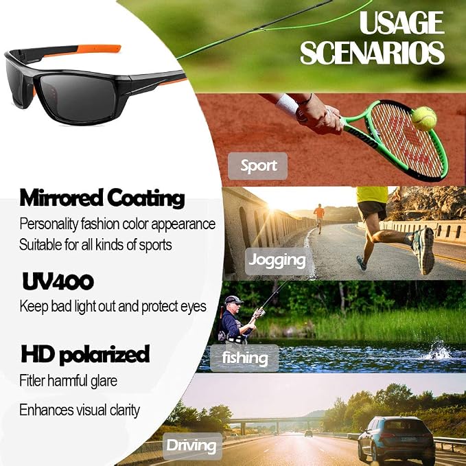 Polarized Camo Sunglasses for Men Women Fishing Sports Outdoor UV Protection Glasses