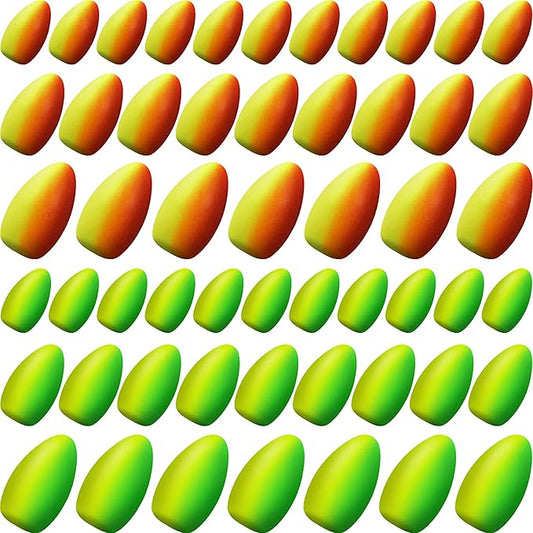 Skylety 60 Pieces Foam Floats Bullet Fishing Foam Snell Floats Pompano Rigs Oval Fly Fishing Strike Indicators for Trout Catfish Walleye