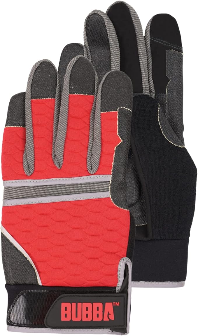 BUBBA Ultimate Fishing Gloves with Cut Resistant Construction, Cloth Thumb and Touch Screen Usability for Fishing, Angling, Boating and Outdoors