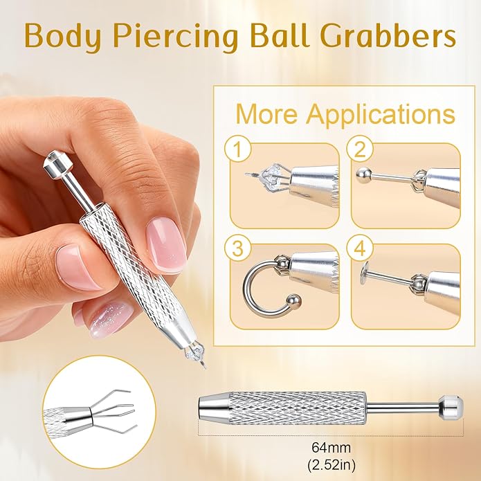 14g/16g/18g ASTM F136 Titanium Piercing Taper Insertion Pin for Internal Thread Tragus/Helix/Lip/Nose/Helix/Piercing Jewelry Cartilage Earrings Labret Nose Studs Stretcher Assistant Tool