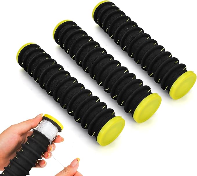 ZENFUN 4 Pc Fishing Line Storage Organizer, Fish Leader Holder with 12 Slots to Keep Your Lines Tangle Free, Spooler Winder, and Hook Keeper with Rigging Spools