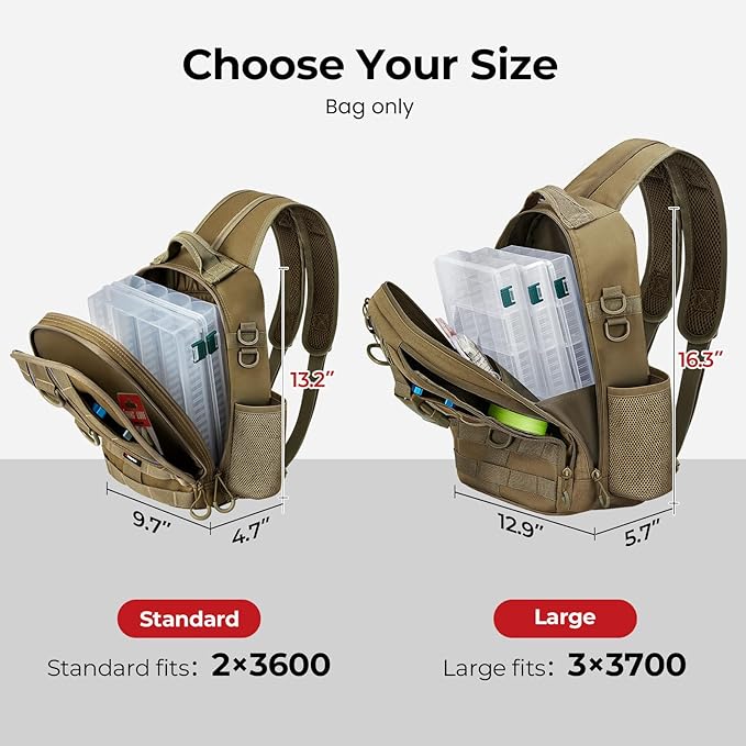 Piscifun Fishing Backpack with Rod Holder, Lightweight Sling Bag Storge Gear and Equipment