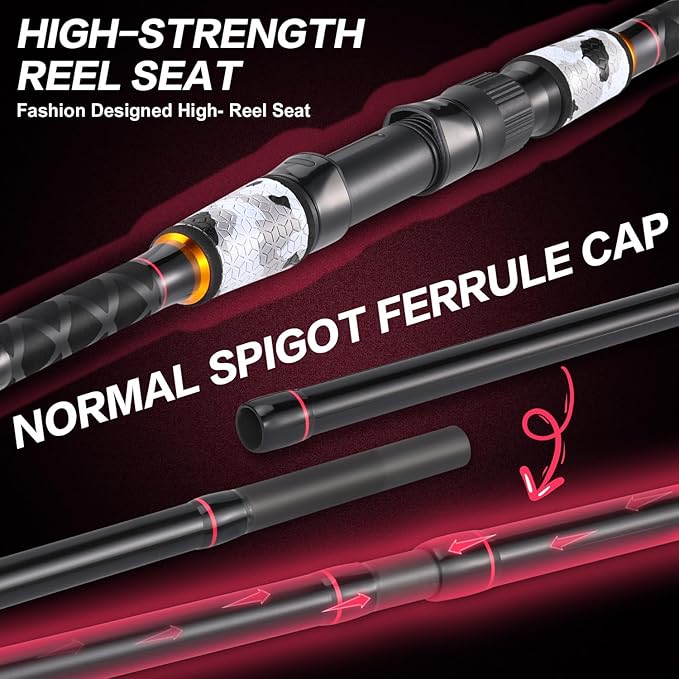 Sougayilang Surf Fishing Rod and Reel Combo, 4 Piece MH/H Saltwater Fishing Combo with 5000 Size Spinning Reel(12'/15')