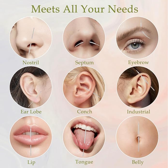 Piercing Taper Ball Grabber Tool for Changing Jewelry 12G 14G 16G 18G 20G Stainless Steel Flat Back Earrings Applicator Tool Threadless Insertion Pin Thread Body Piercing Kit for Ear/Nose/Belly/Horseshoe/Lip/Eyebrow/Tongue