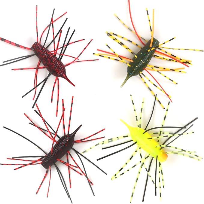 Silicone Soft Dice Fishing Lures: 12pcs Multiple Tentacles Slow Sink Soft Plastic Baits for Bass Drop Shot Finess Wacky Rig