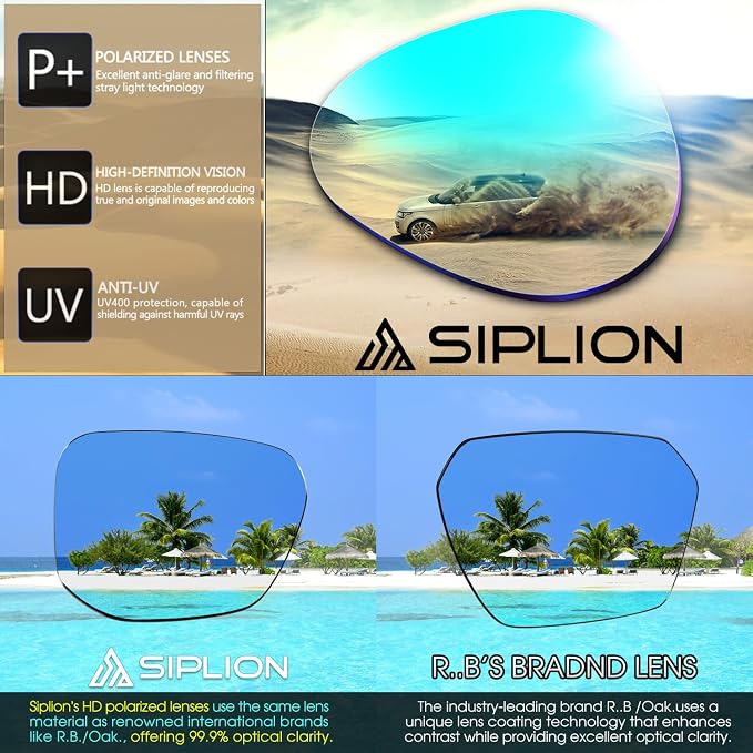 SIPLION Polarized Sunglasses Men Sports: UV Protection Ultra Light Al-Mg Metal Frame Ideal For Driving Fishing Running Golf