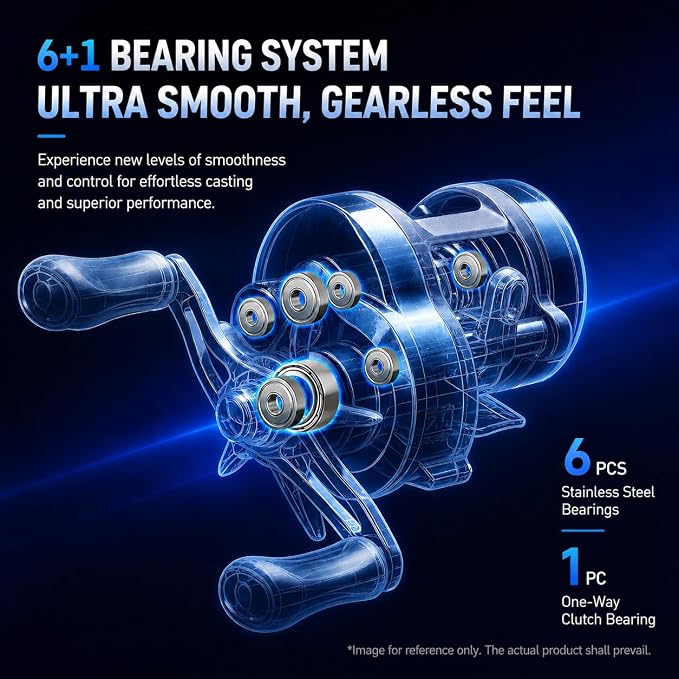 Round DC Baitcasting Reel, Digital Control Anti-Backlash with Signature DC Sound, 7.1:1 Gear Ratio, 17.6LB Drag for Bass Freshwater