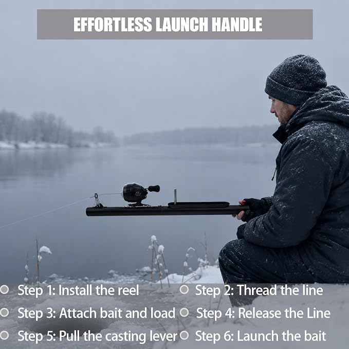 Catapult Fishing Rod – Metal Bait Launcher with Reel Seat, Long Distance Casting Tool for Ground Bait & Lure Delivery, Portable Design for Freshwater & Saltwater Fishing