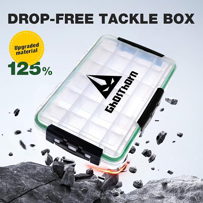 Ghosthorn Fishing Tackle Box, Waterproof 3600 and 3700 Tackle Trays, Plastic Tackle Box Organizer with Removable Dividers Storage Lure Box for Lures 2 Pack (3700 * 2)