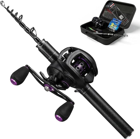 Left-Hand Baitcasting Rod and Reel Combo - Ultra-Light BFS Kit | Includes a 5'10" sensitive UL carbon rod, left-hand baitcaster, 7g jigs, deep-hook remover, and a jargon-free roadmap.